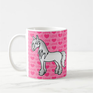 Graue Cartoon Gypsy Vanner Shire Clydesdale Liebe Kaffeetasse