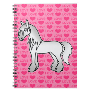 Graue Cartoon Gypsy Vanner Shire Clydesdale Liebe Notizblock