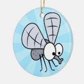 Graue Cartoon-Haus-Fliege Keramik Ornament (Links)