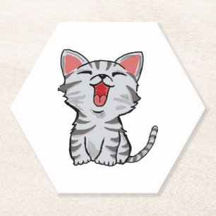 graue Cartoon-Katze Katze Cartoon Untersetzer