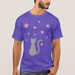 Graue Cat Stars T - Shirt