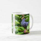 Graue Catbird-Kaffee-Tasse von BirdingCollectibles Kaffeetasse (VorderseiteRechts)