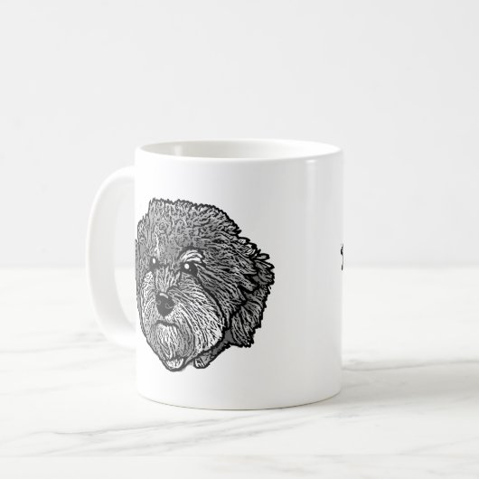 Graue Cavoodle Hund Personalisiert Zeichn Hand Kaffeetasse (Vorderseite Links)