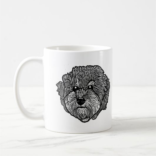 Graue Cavoodle Hund Personalisiert Zeichn Hand Kaffeetasse (Links)