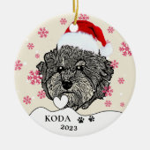 Graue Cavoodle Hund Personalisiert Zeichn Hand Keramik Ornament (Vorne)