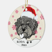 Graue Cavoodle Hund Personalisiert Zeichn Hand Keramik Ornament (Links)