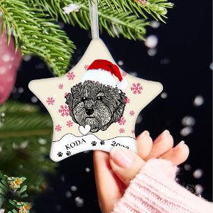 Graue Cavoodle Hund Personalisiert Zeichn Hand Keramik Ornament