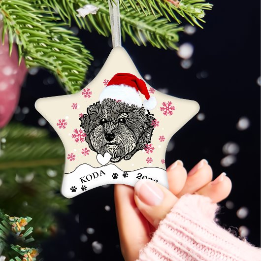 Graue Cavoodle Hund Personalisiert Zeichn Hand Keramik Ornament