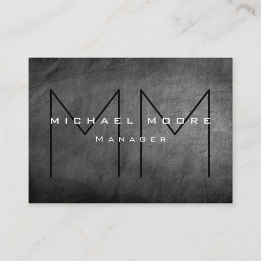 Graue Chalkboard Chubby Monogram Business Card Visitenkarte (Vorderseite)