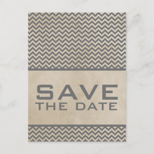 Graue Chic Chevron Save-the-Date-Postkarte Ankündigungspostkarte