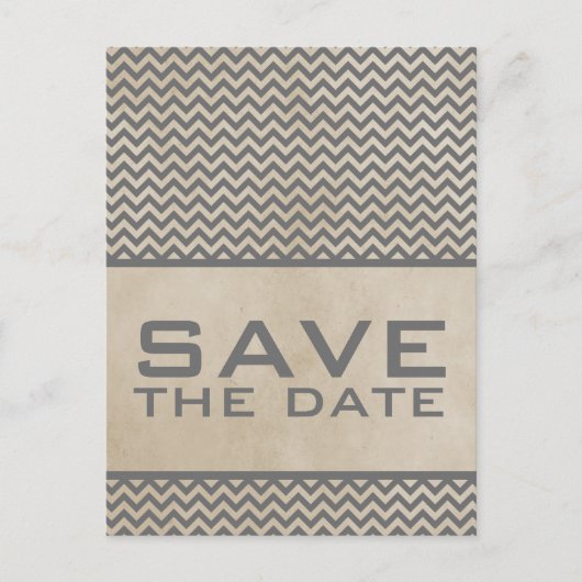 Graue Chic Chevron Save-the-Date-Postkarte Ankündigungspostkarte (Vorderseite)