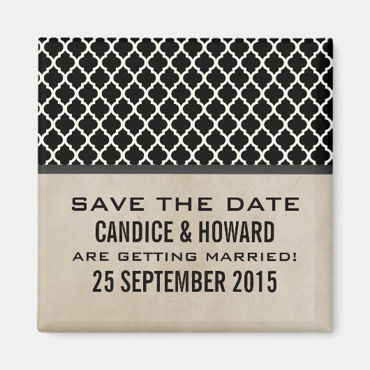 Graue Chic Quatrefolie Speichern Sie das Date Magn Magnet (Vorne)