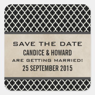 Graue Chic Quatrefolien Save the Date Stickers