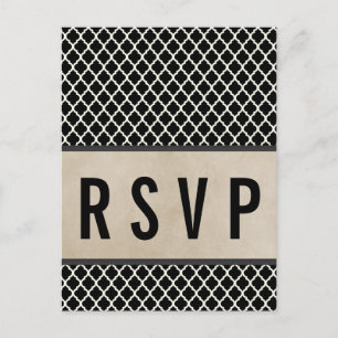 Graue Chic-Vierblatt-RSVP-Postkarte Einladungspostkarte