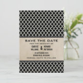 Graue Chic-Vierblatt-Schick-Einladung zum Speicher Save The Date (Stehend Vorderseite)