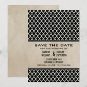 Graue Chic-Vierblatt-Schick-Einladung zum Speicher Save The Date (Vorne/Hinten)