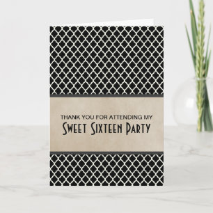 Graue Chic-Vierblatt-Thank-You-Karte zum Sweet 16 Dankeskarte