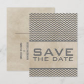 Graue Chic Zickzack Save the Date Postkarte (Vorne/Hinten)