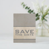 Graue Chic Zickzack Save the Date Postkarte (Stehend Vorderseite)