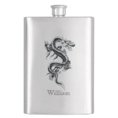 Graue chinesische Drachenmaske Flachmann (Vorderseite)