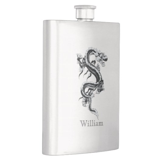 Graue chinesische Drachenmaske Flachmann (Rechts)