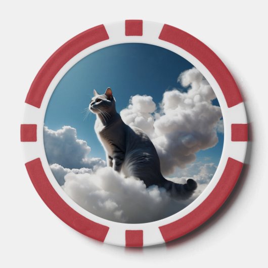 Graue Cloud Cat Pokerchips (Vorderseite)