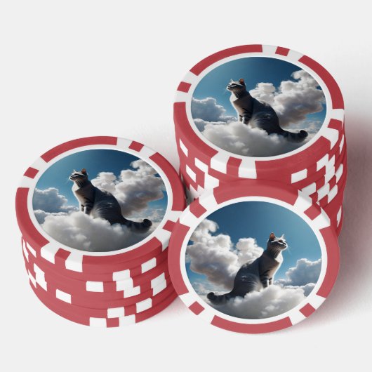 Graue Cloud Cat Pokerchips (Stapel)