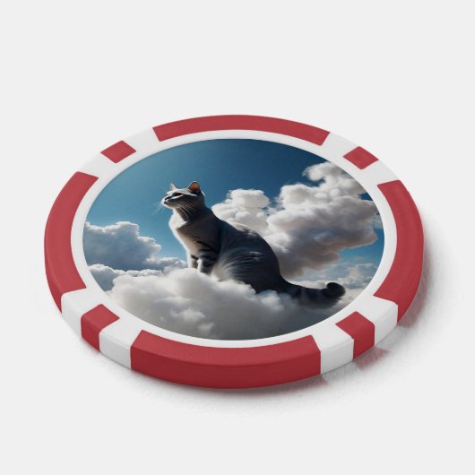 Graue Cloud Cat Pokerchips (Einzeln)