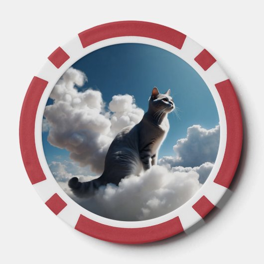 Graue Cloud Cat Pokerchips (Rückseite)