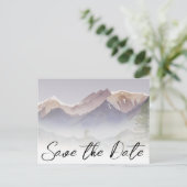 Graue Colorado-Hochzeit rettet das Datum Postkarte (Stehend Vorderseite)