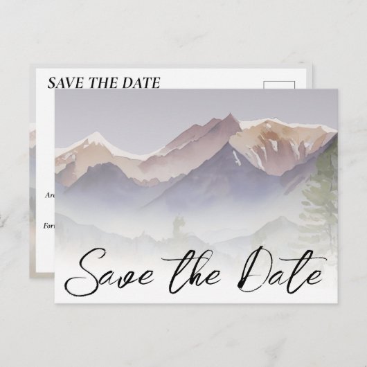 Graue Colorado-Hochzeit rettet das Datum Postkarte (Vorne/Hinten)