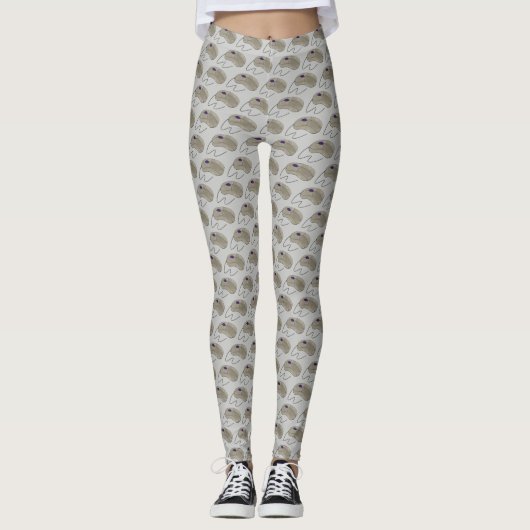 Graue Computer Maus Elektronik Techie Wired Leggings (Vorderseite)