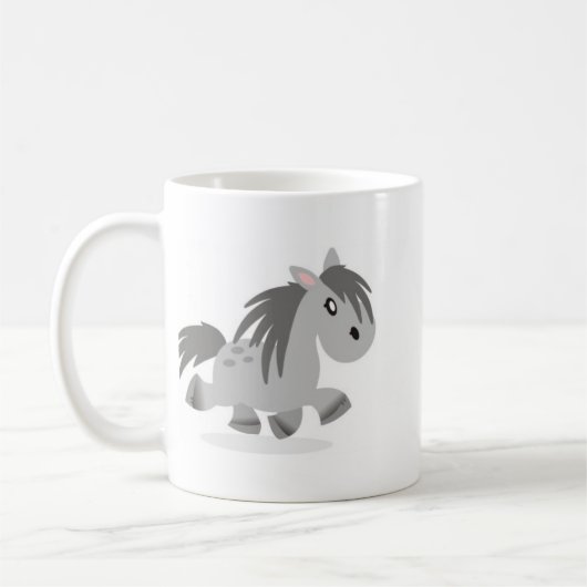 Graue Connemara Pony-Cartoon-Tasse Kaffeetasse (Links)
