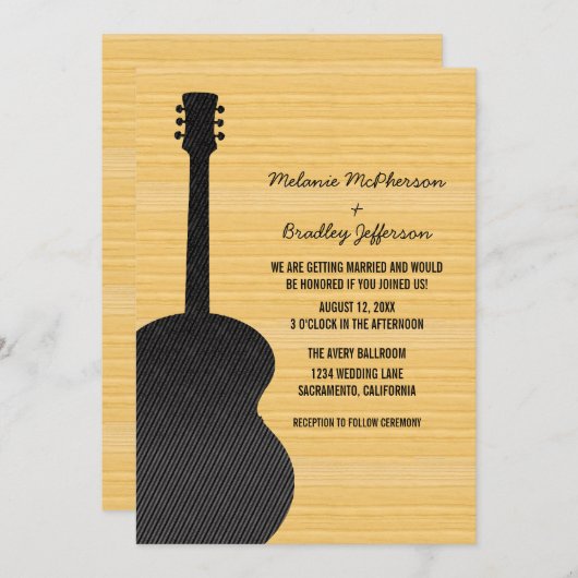 Graue Country Gitarre Einladung zur Hochzeit (Vorne/Hinten)