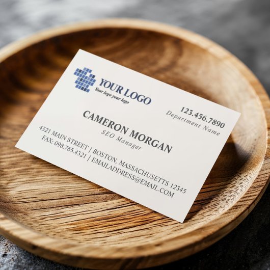 Graue, cremefarbene Berufliche Add-Logos Visitenkarte