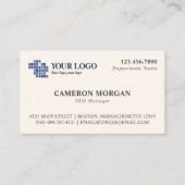 Graue, cremefarbene Berufliche Add-Logos Visitenkarte (Vorderseite)