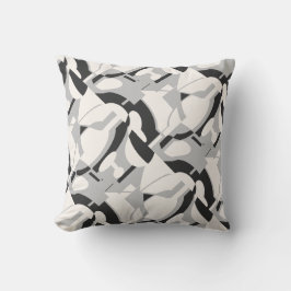 Graue, cremefarbene, diagonale Abstrakte Kunst dru Kissen