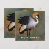 Graue Crowned Crane Card Happy Birthday (Vorne/Hinten)
