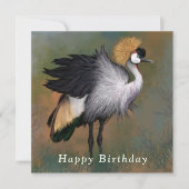 Graue Crowned Crane Card Happy Birthday (Vorderseite)