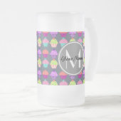 Graue Cupcakes, Personalisierter Name Monogram Mattglas Bierglas (VorderseiteRechts)