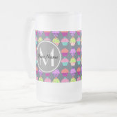 Graue Cupcakes, Personalisierter Name Monogram Mattglas Bierglas (Vorderseite Links)