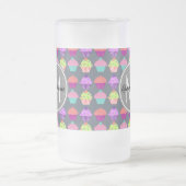 Graue Cupcakes, Personalisierter Name Monogram Mattglas Bierglas (Mittel)