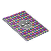 Graue Cupcakes, Personalisierter Name Monogram Notizblock (Rechte Seite)