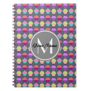 Graue Cupcakes, Personalisierter Name Monogram Notizblock