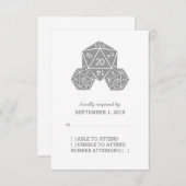 Graue D20-Würfel-Antwortkarte RSVP Karte (Vorne/Hinten)