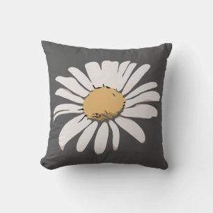 Graue Daisy Blumenkissen Kissen