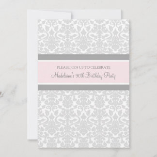 Graue Damask 90. Geburtstagsparty Einladungen