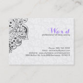 Graue Damasken mit weißer, blühender Spitze, rever Visitenkarte (Rückseite)