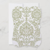 Graue Damasken-Wirbel hellgelbe Hochzeitseinladung Einladung (Rückseite)