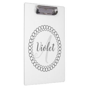 Graue Decorative Circle Monogram Clipboard Klemmbrett